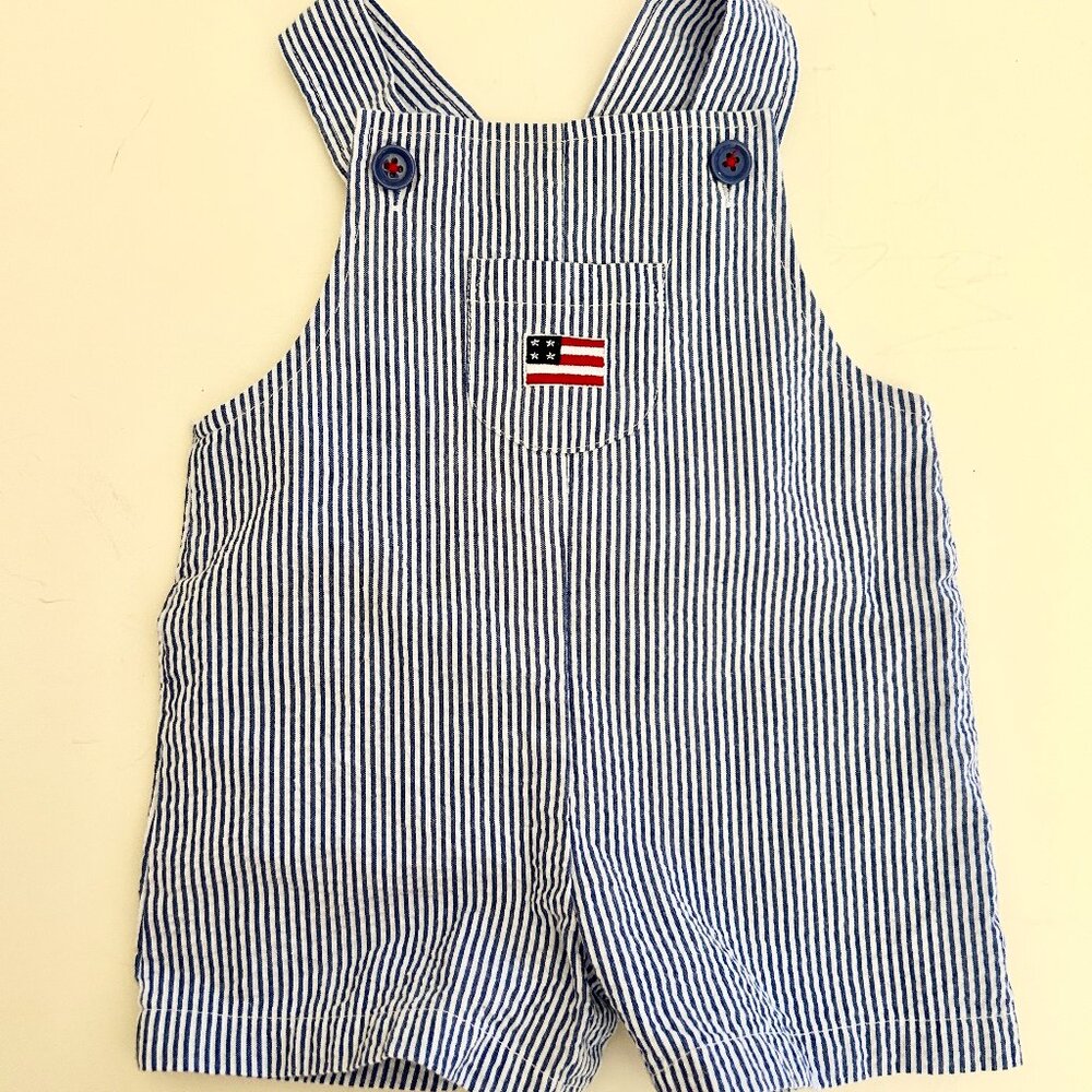 Seersucker American Flag Overalls